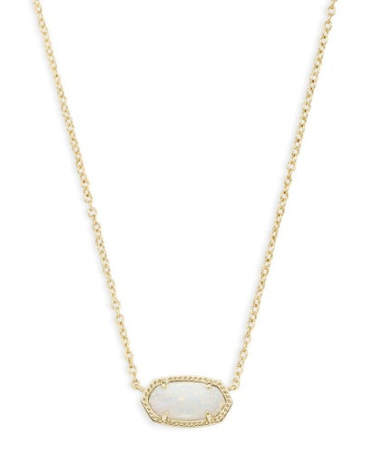 Elisa Short Pendant Necklace Gold White Opal Accessory