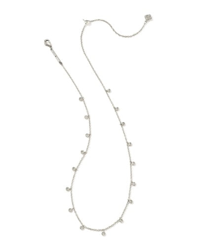 Amelia Chain Necklace Rhodium Metal with Crystal Charms