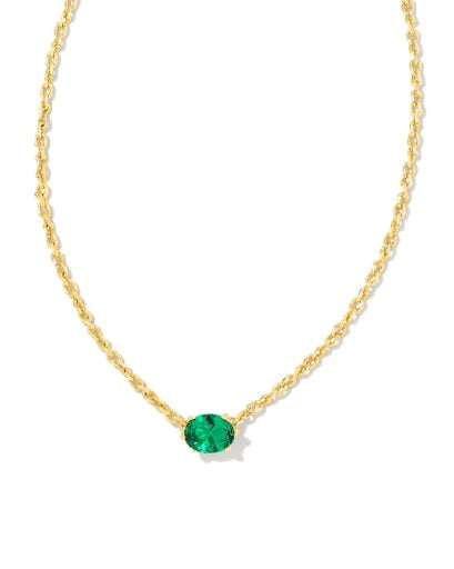 Cailin Crystal Pendant Necklace Gold Green Crystal Jewelry