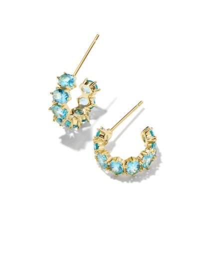 Cailin Crystal Huggie Earrings Gold Aqua Crystal Elegance