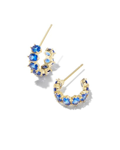 Cailin Crystal Huggie Earrings Gold Blue Crystal Jewelry