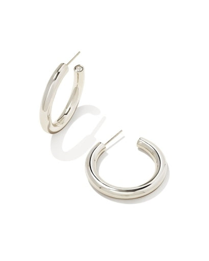 Colette Hoop Earrings Rhodium Metal for Timeless Style