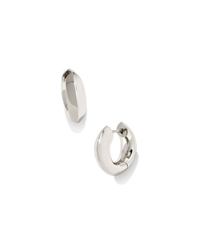 Mikki Metal Huggie Earrings Polished Silver for Everyday Style