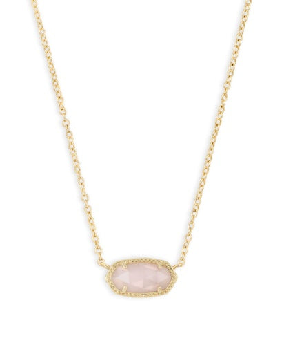 Elisa Short Pendant Necklace Gold Rose Quartz Accessory