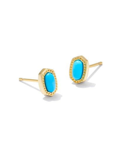 Mini Ellie Stud Earrings Gold Turquoise Magnesite Dainty