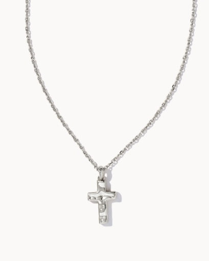 Cross Pendant Necklace Rhodium Metal For Everyday Wear