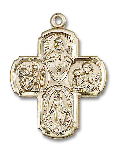 Extel Large 14kt Gold Filled Traditional Catholic 5-Way Cross Cruciform Medal