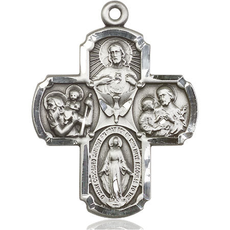 Extel Large Pewter Traditional Catholic 5-Way Cross Cruciform Medal