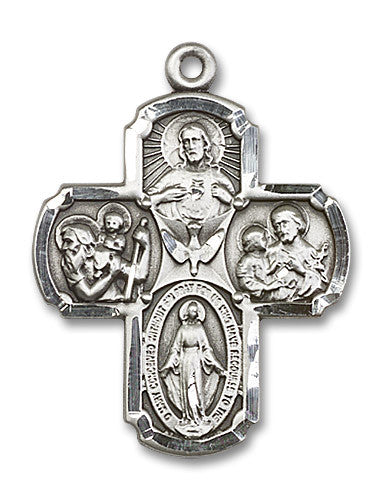 Extel Large Sterling Silver Traditional Catholic 5-Way Cross Cruciform Medal