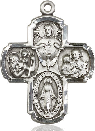 Extel Large Sterling Silver Traditional Catholic 5-Way Cross Cruciform Medal