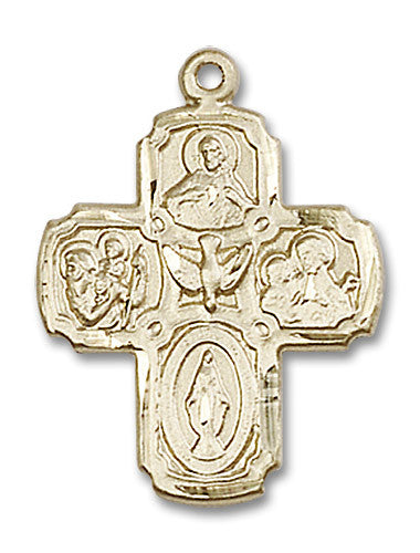 Extel Large 14kt Gold Filled Traditional Catholic 5-Way Cross Cruciform Medal