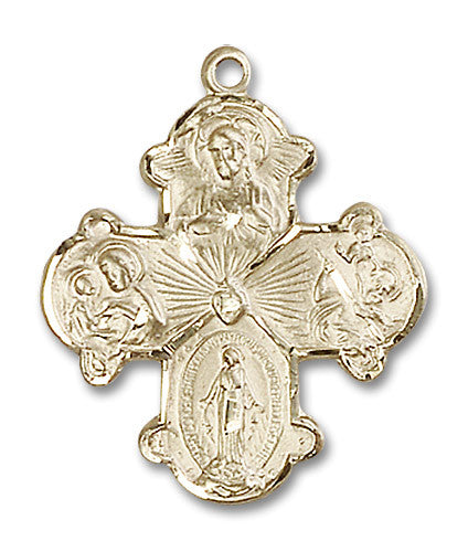 Extel Large 14kt Gold Filled Traditional Catholic 4-Way Cross Cruciform Medal