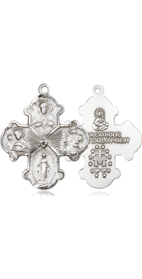 Extel Large Pewter Traditional Catholic 4-Way Cross Cruciform Medal