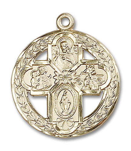 Extel Large 14kt Gold Filled Traditional Catholic 4-Way Cross Cruciform Medal