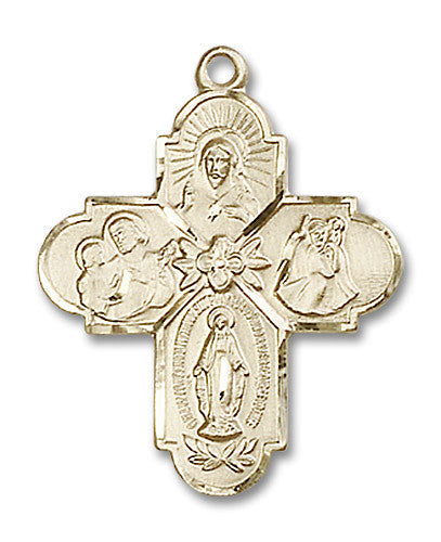 Extel Large 14kt Gold Filled Traditional Catholic 4-Way Cross Cruciform Medal