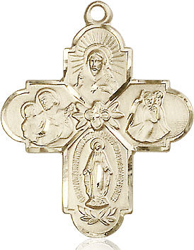 Extel Large 14kt Gold Filled Traditional Catholic 4-Way Cross Cruciform Medal