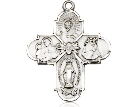 Extel Large Pewter Traditional Catholic 4-Way Cross Cruciform Medal