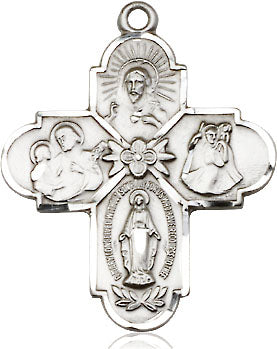 Extel Large Pewter Traditional Catholic 4-Way Cross Cruciform Medal