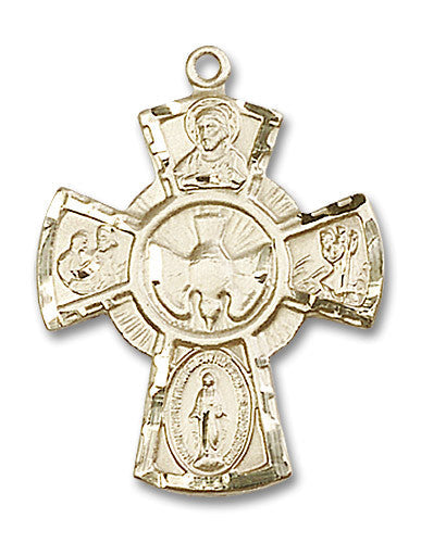 Extel Large 14kt Gold Filled Traditional Catholic 5-Way Cross Cruciform Medal