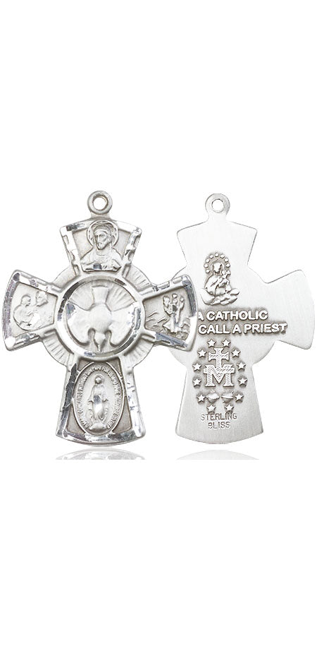 Extel Large Pewter Traditional Catholic 5-Way Cross Cruciform Medal