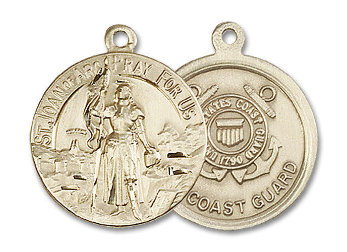 Extel Round Medium 14kt Gold Filled St. Joan of Arc Coast Guard Medal, Made in USA