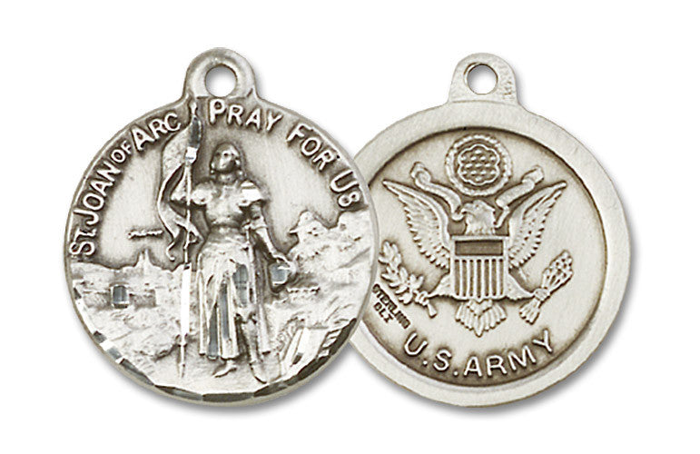 Extel Round Medium Sterling Silver St Joan of Arc Army Medal, Made in USA