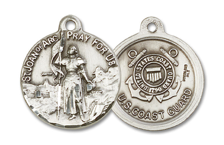 Extel Round Medium Sterling Silver St. Joan of Arc Coast Guard Medal, Made in USA