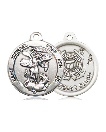 Extel Round Medium Pewter St Michael Coast Guard Medal, Made in USA