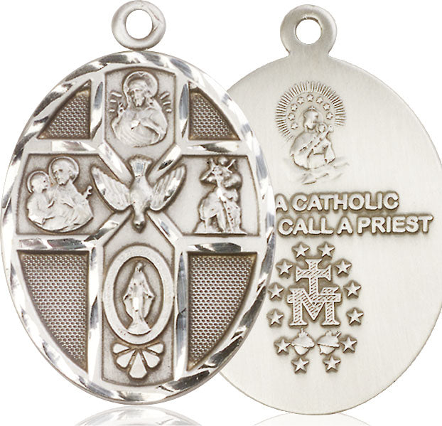 Extel Large Pewter Traditional Catholic 5-Way Cross Cruciform Holy Spirit Medal