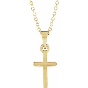 Extel Medium 14K Yellow Gold Mens Womens Religious Cross Pendant Charm with 18" Necklace