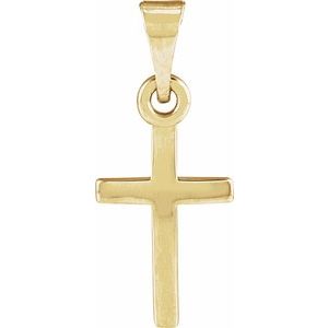 Extel Medium 14K Yellow Gold Mens Womens Religious Cross Pendant Charm Made in USA