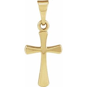 Extel Medium 14K Yellow Gold Mens Womens Religious Cross Pendant Charm