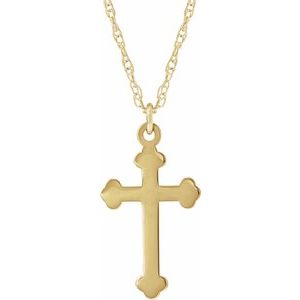 Extel Medium 14K Yellow Gold Mens Womens Religious Cross Pendant Charm with 18" Necklace