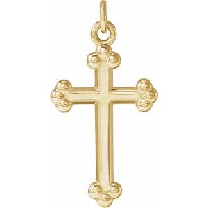 Extel Medium 14K Yellow Gold Mens Womens Religious Cross Pendant Charm