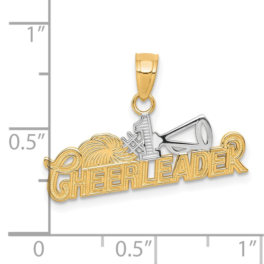 Extel Medium 10k & Rhodium #1 Cheerleader Charm, Made in USA