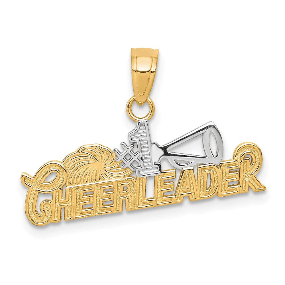 Extel Medium 10k & Rhodium #1 Cheerleader Charm, Made in USA