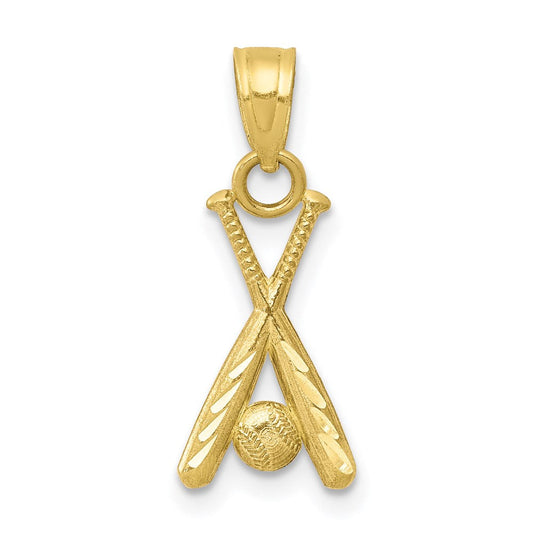 Extel Medium 10k Gold Baseball with Bats Charm, Made in USA