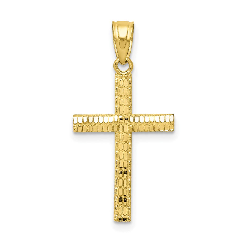 Extel Large 10k Diamond-Cut Cross Pendant Charm, Made in USA