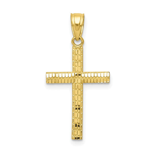 Extel Large 10k Diamond-Cut Cross Pendant Charm, Made in USA