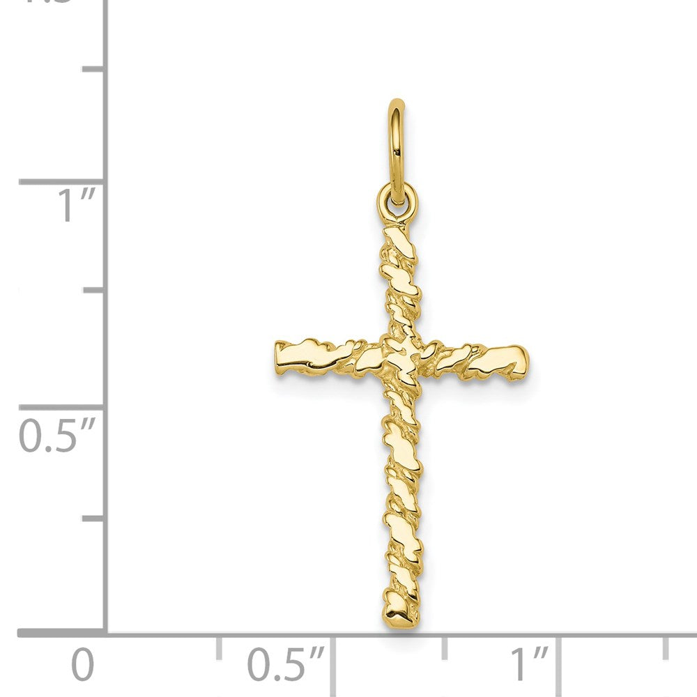 Extel Large 10k Gold NUGGET Latin Cross CHARM, Made in USA