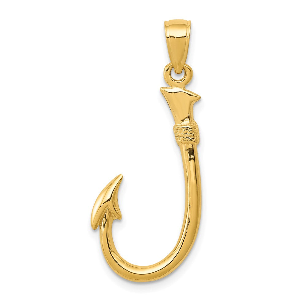 Extel Large 10k Gold Fish Hook Pendant, Made in USA