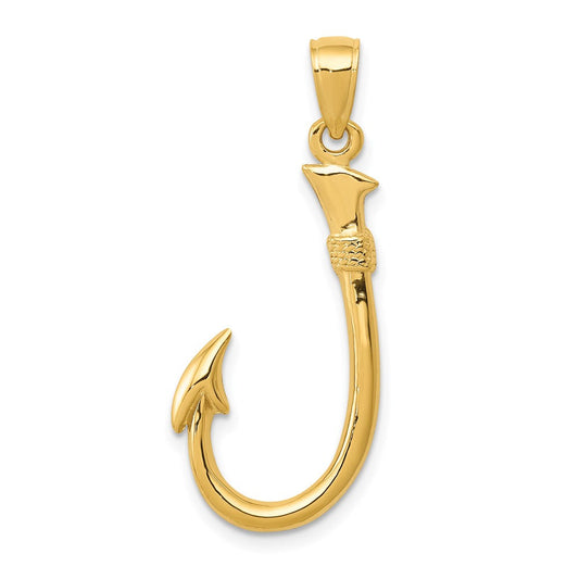 Extel Large 10k Gold Fish Hook Pendant, Made in USA