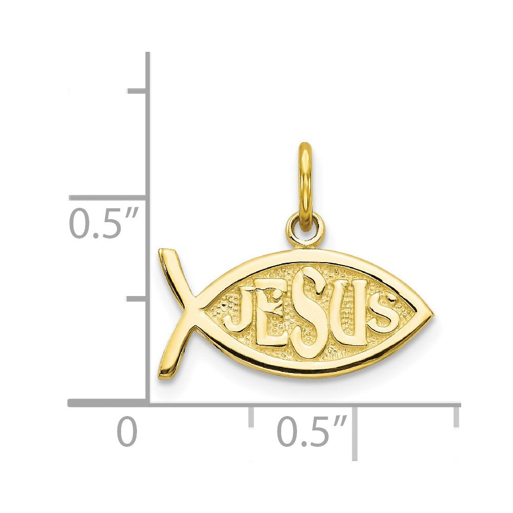 Extel Medium 10k Gold Jesus Icthus Fish Charm, Made in USA