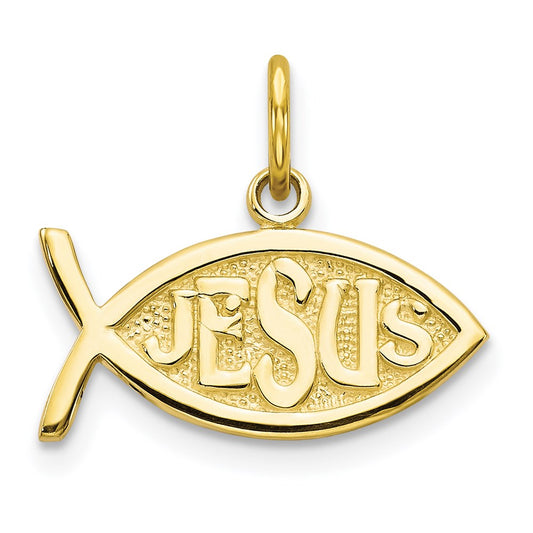 Extel Medium 10k Gold Jesus Icthus Fish Charm, Made in USA