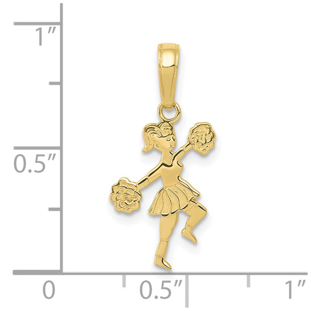 Extel Medium 10k Gold Cheerleader with Pom-Poms Pendant