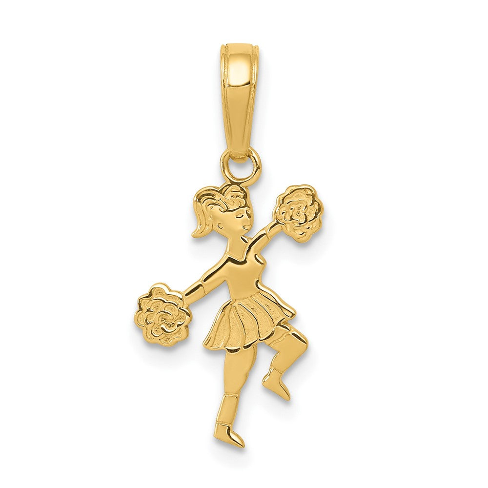 Extel Medium 10k Gold Cheerleader with Pom-Poms Pendant