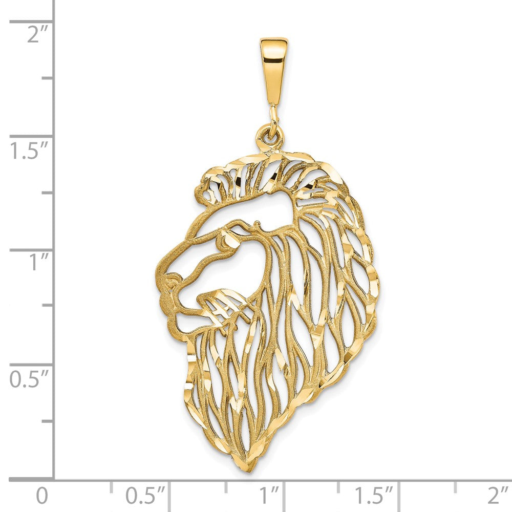 Extel Large 10k Gold Solid Diamond-cut Lions Head Charm, Made in USA