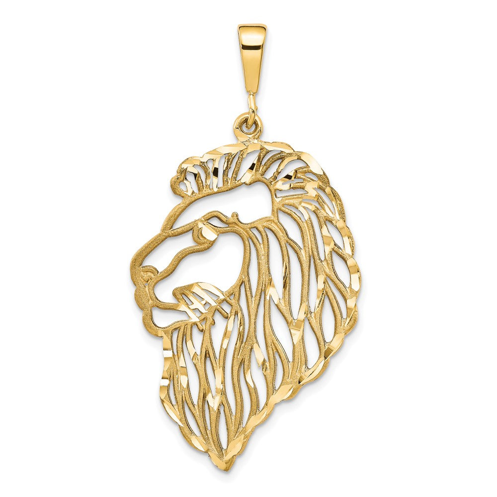 Extel Large 10k Gold Solid Diamond-cut Lions Head Charm, Made in USA