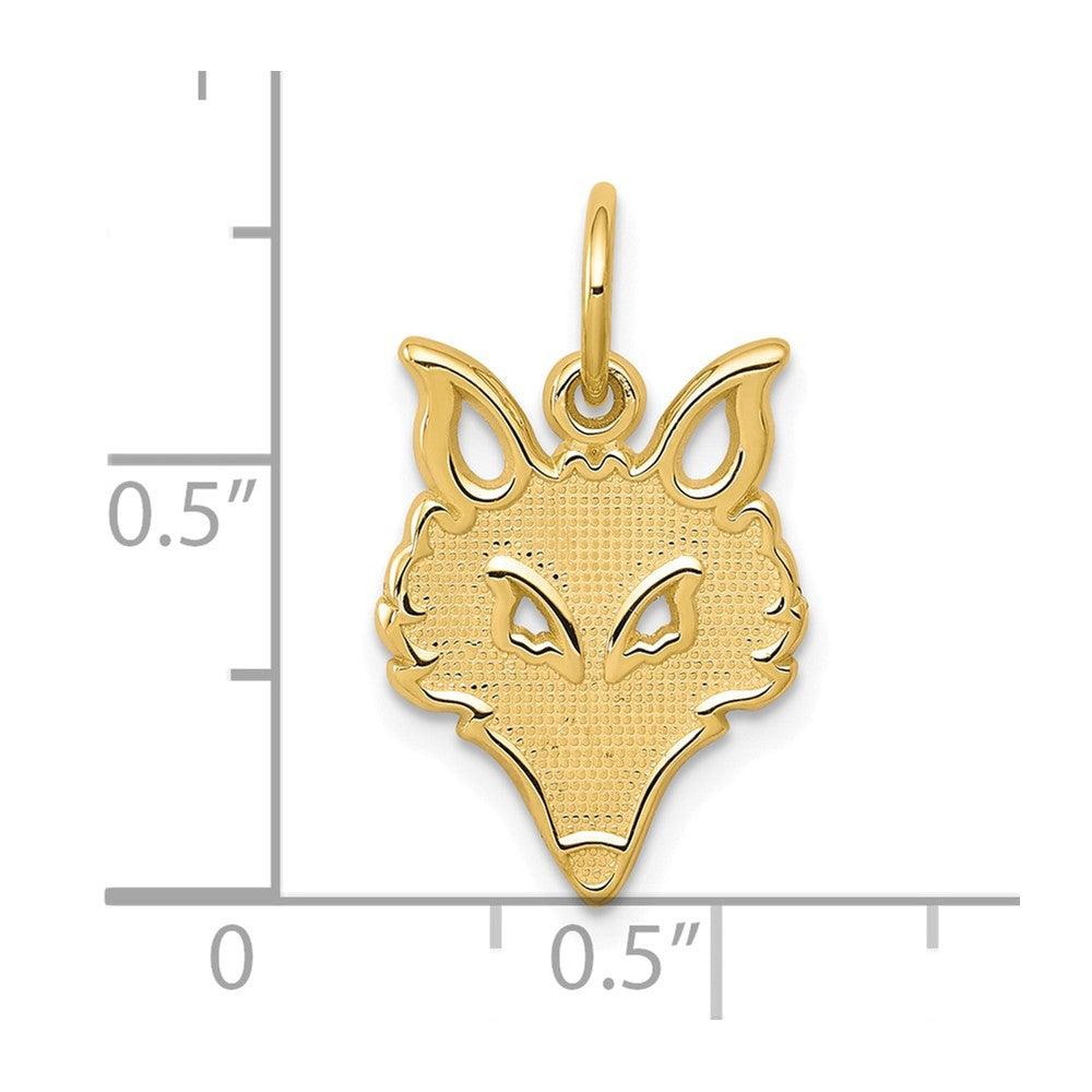 Extel Medium 10k Gold Solid Flat Back Small Fox Head Charm, Made in USA