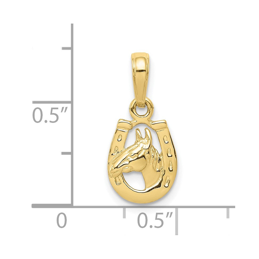 Extel Medium 10k Gold Horse Head in Horseshoe Pendant